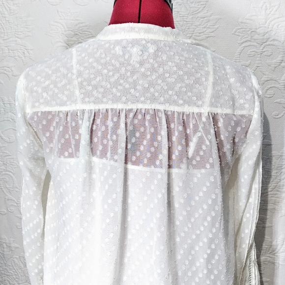 Madewell Polka Dot Off White Sheer Camisole Button Up Blouse - Picture 6 of 10